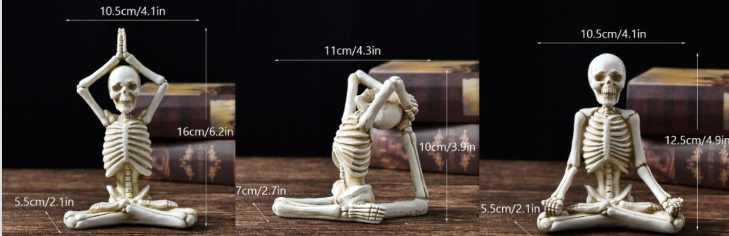 Halloween Horror Desktop Decoration Resin Ornaments Feature Modeling Yoga Skull Skeleton