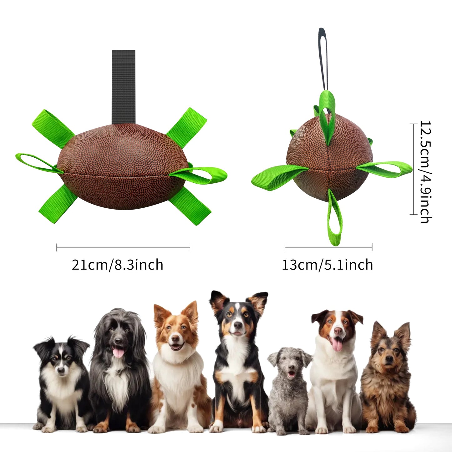 Dog Rugby Football With Strapes, Interactive Dog Toys For Boredom, Dog Water Toy, Dog Balls For Small And Medium Breeds-Indoor & Outdoor Play