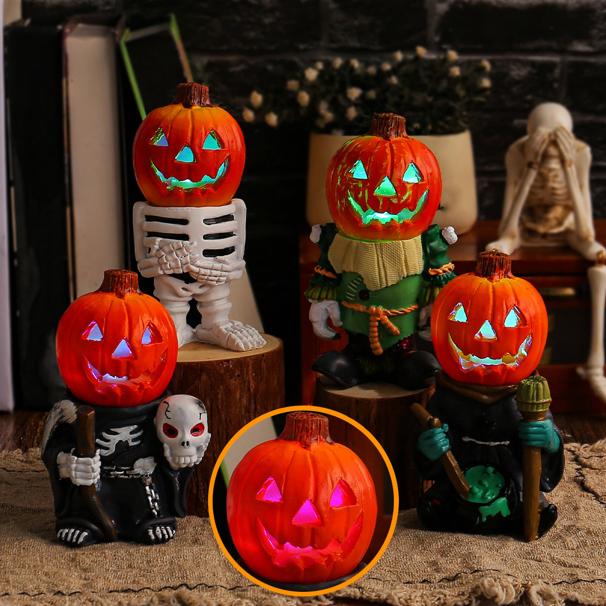 Halloween LED Light Pumpkin Knight Desktop Decoration